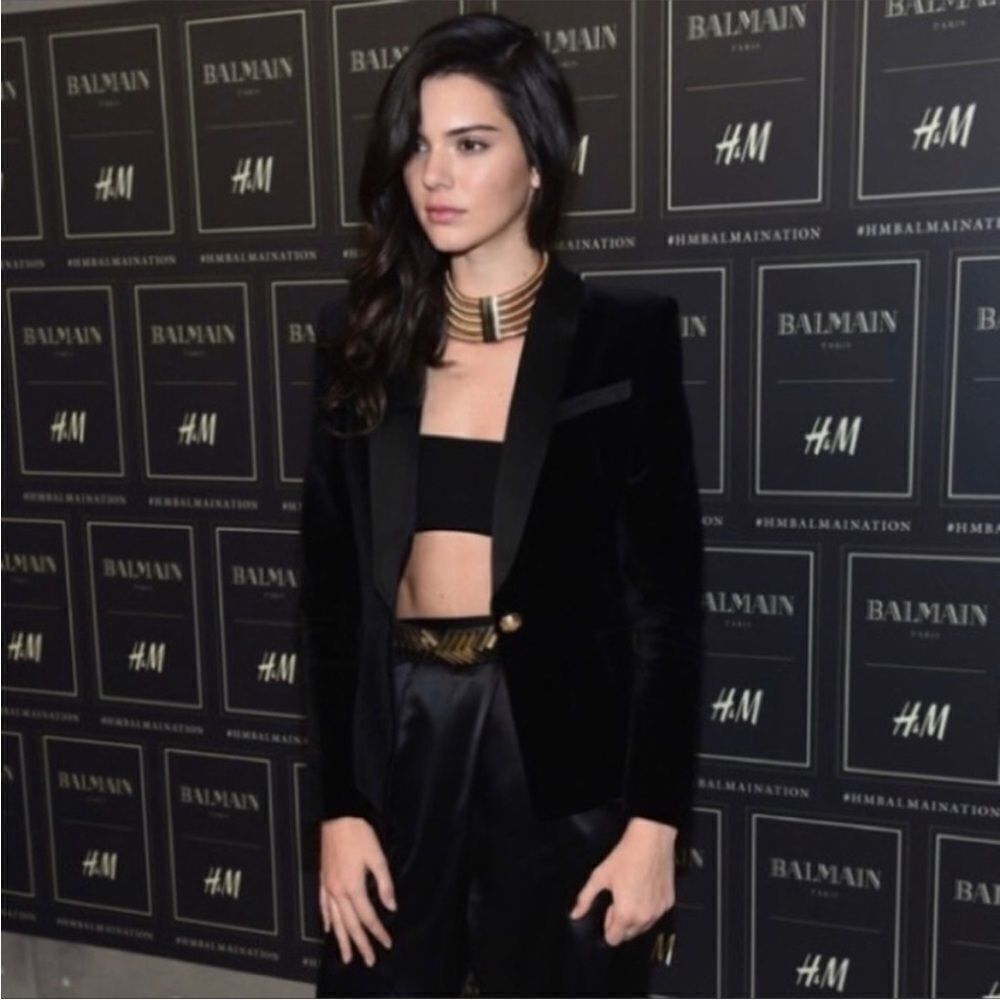 Authentic 2015 Balmain x H&M Collab black velvet blazer.
